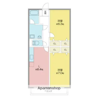 コーポ多津【2階】の間取り
