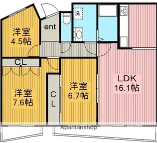 クリーン佐治【3階】の間取り