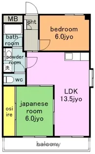 ハイツ白山【1階】の間取り