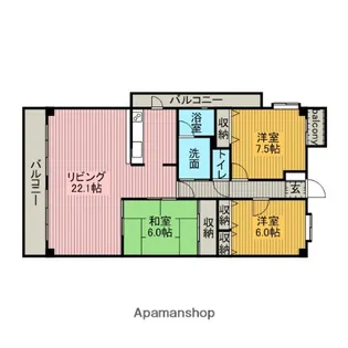 リーフマンショングランディア【5階】の間取り