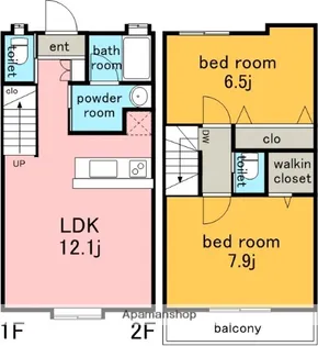 愛知県名古屋市名東区梅森坂3丁目【テラスハウス】の間取り