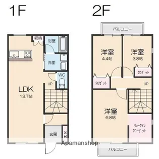愛知県長久手市片平1丁目【タウンハウス】の間取り