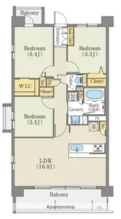 アデグランツ藤が丘【3階】の間取り