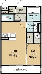1LDKの間取り画像