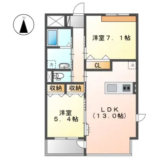 リュミエール高柳【201号室】の間取り