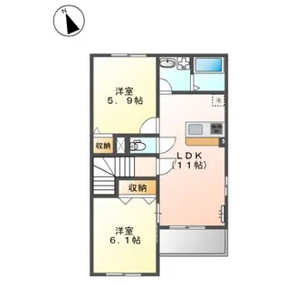 アリエス・山の田【2階】の間取り