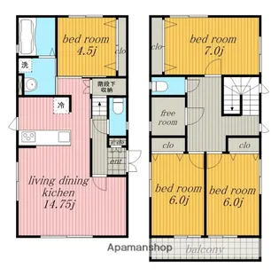 愛知県名古屋市名東区猪高台1丁目【一戸建】の間取り