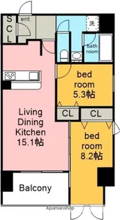 スリーアイランドタワー星ヶ丘【13階】の間取り