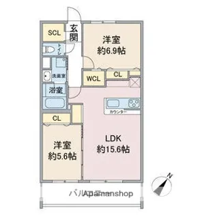 パラドール デ カミヤシロⅡ【2階】の間取り