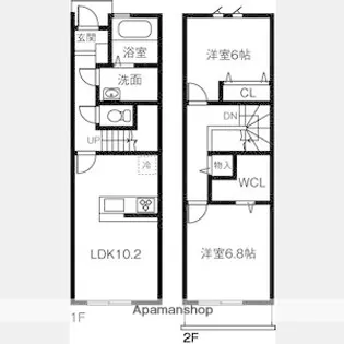 愛知県名古屋市名東区つつじが丘【テラスハウス】の間取り