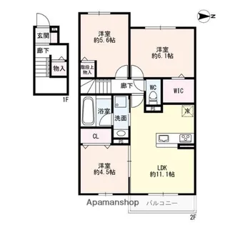 ソレイユ鴻の巣【2階】の間取り