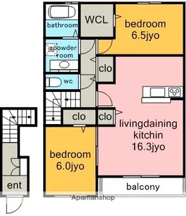 カームムサシA棟【2階】の間取り