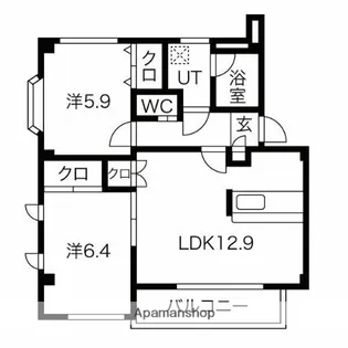 カロン神ノ木【101号室】の間取り