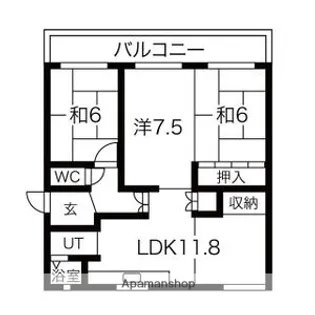 パビリオン平和A【402号室】の間取り