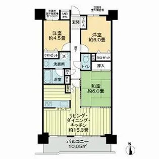 ライオンズシティ豊田【2階】の間取り