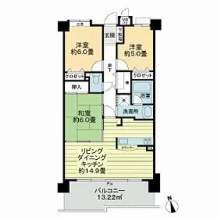 ライオンズマンション三好ヶ丘【7階】の間取り