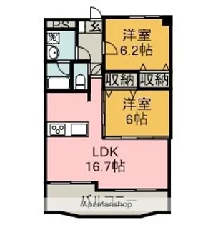 ROLLINGHILLS【2C号室】の間取り