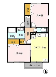 ハートフルアンジュ【201号室】の間取り