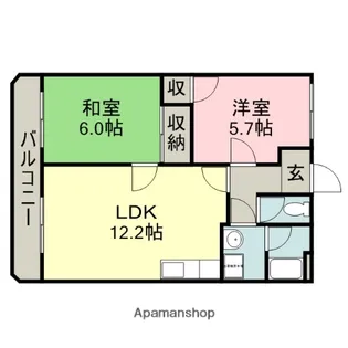 ハイツ石尾台【1階】の間取り