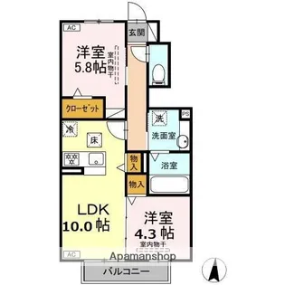 シャルール【1階】の間取り