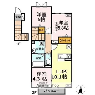 シャルール【2階】の間取り