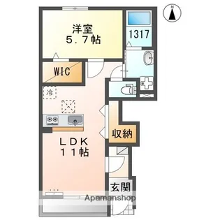 リバーストーン大清水【1階】の間取り