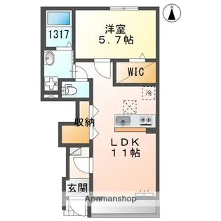 リバーストーン大清水【1階】の間取り