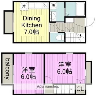 愛知県春日井市出川町7丁目【テラスハウス】の間取り