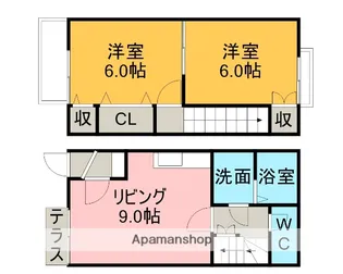 愛知県春日井市堀ノ内町1丁目【テラスハウス】の間取り