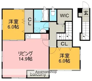 アンプルールリーブルBELAY【2階】の間取り