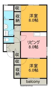 エクセル大留【2階】の間取り