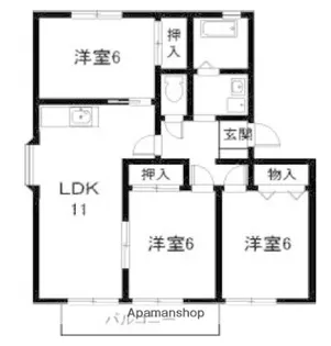 ハートホーム山本D棟【3階】の間取り