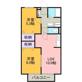 2LDKの間取り画像