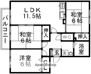 ハートホーム山本D棟【3階】の間取り
