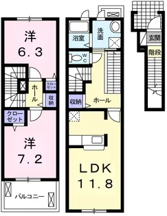 2LDKの間取り画像