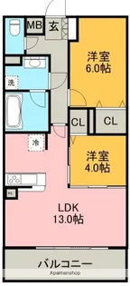 クルバ ビエント【3階】の間取り