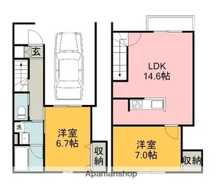 愛知県岡崎市鴨田町字広元【テラスハウス】の間取り
