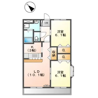 フラワーヒルズ宇頭【201号室】の間取り
