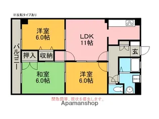マンションKOKUE【102号室】の間取り