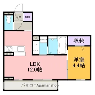 ルクール羽根東【202号室】の間取り