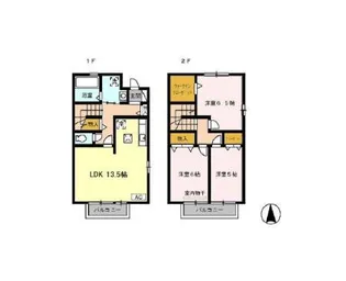 愛知県岡崎市真伝吉祥2丁目【テラスハウス】の間取り