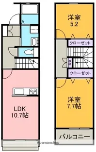 愛知県岡崎市上地2丁目【テラスハウス】の間取り