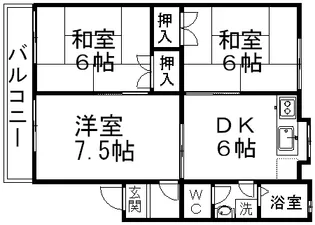 城前ハイツA棟【206号室】の間取り