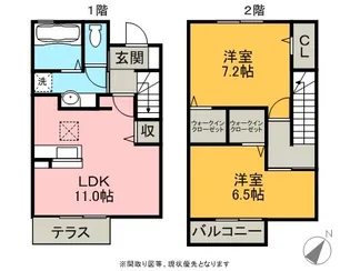 愛知県岡崎市羽根町字小豆坂【テラスハウス】の間取り