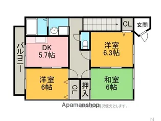 ハイステージⅧ【202号室】の間取り