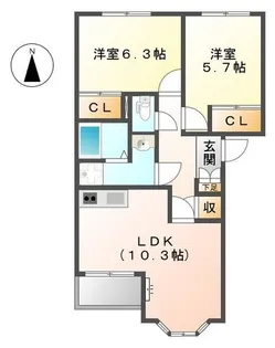 カーザ 浅野【2階】の間取り