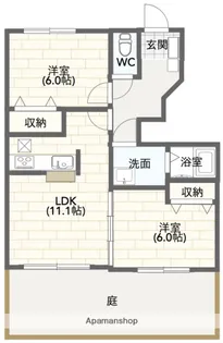2LDKの間取り画像