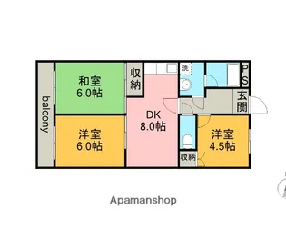 サンポート住吉【4階】の間取り