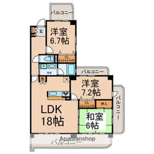 フォンテーヌ神山【3階】の間取り