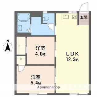 2LDKの間取り画像